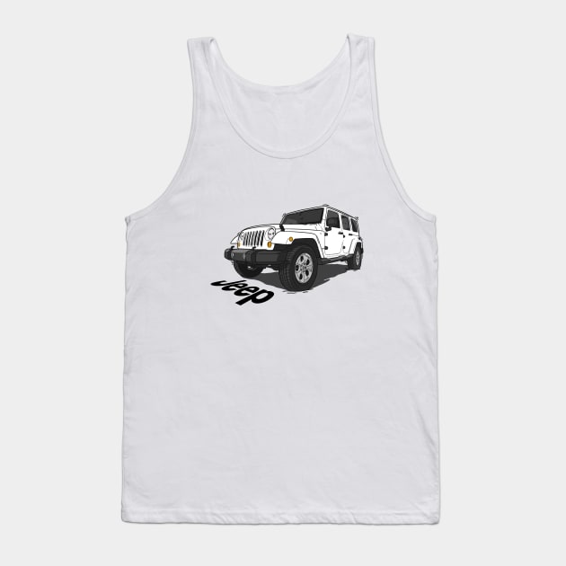 Jeep Wrangler - White Tank Top by 4x4 Sketch